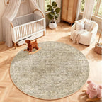 4x4 Round Bedroom Rug Washable: Living Room Rug Stain Resistant Non Slip Low Pile Small Area Rugs for Bedroom Kitchen Entryway Living Room Bedside Office Dorm Kids Room Entrance