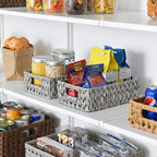 GRANNY SAYS Wicker Baskets for Storage, Waterproof Storage Baskets, Odorless Wicker Basket with Handles, Decorative Storage Containers, Gray Basket for Pantry Storage, 2-Pack