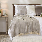 DII Diamond Stitch Woven Throw, Organic Modern, 50 x 60, Gray