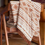 CASAAGUSTO Boho Throw Blanket - Terrcotta Decorative Blankets with Tassel, Printed Flannel Bohemian Blanket for Chair, Bed, Sofa, Couch(50 * 60, Terrcotta)