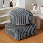 Unstuffed Pouf Ottoman Cover Soft Storage Extra Seat Farmhouse Comfortable Bohemian Poufs Accent Footrest 20x20x8 Inches for Living Room Bedroom Study Nook (Gray B, Square)