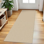 EARTHALL Washable Runner Rug 2x5 Ft Non Slip Runners for Hallways Cotton Rubber Backed Kitchen Runner Braided Indoor Floor Carpet Runners for Entryway, Hallway, Kitchen, Bedroom, Golden Beige/White