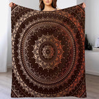 Mandala Throw Blanket Enclosing Magic Circle Egyptian Folkloric Culture Pattern Blanket for Sofa Bed Couch Chair Or Dorm 40"x50"