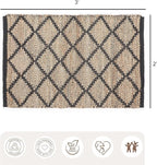 · REDEARTH · Jute Cotton Area Rug - 2'x3' Rectangular Rug, Sustainable Handwoven, Non-Shedding, Soft & Durable – Reversible, Neutral Tones for Home Décor in Living Room, Dining Room, Bedroom, Set of 2