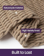 DEXI Jute Door Mat for Front Entryway, 31x47 Braided Woven Doormat Outside Entrance, Dirt Trapper Natural Fiber Entry Mats for Patio, Brown