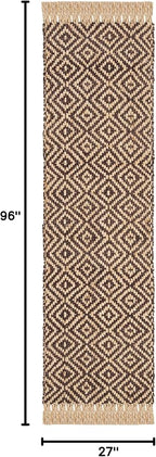 SAFAVIEH Natural Fiber Collection Runner Rug - 2'3" x 8', Brown & Natural, Handmade Boho Diamond Tassel Jute, Ideal for High Traffic Areas in Living Room, Bedroom (NF266E)