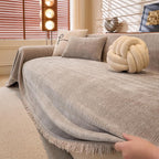 ROOMLIFE Sofa Cover, Boho Couch Cover for 3 Cushion Sofa, Non Slip Chenille Sofa Slipcovers for Dog, Washable Furniture Sofa Protector Cover with Tassel for Living Room, 71''X150”