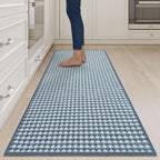 Long Kitchen Runner Rugs Kitchen Mat Non Slip Washable, Super Absorbent Soft Chenille Braided Kitchen Mats for Floor, Rubber Backing Kitchen Floor Sink Standing Mat, Easy Clean, Blue 24"x71"