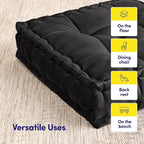Sweet Home Collection Floor Pillow Large Square Tufted Decorative Cushion. Faux Velvet Fabric Ultra Thick Fill for Kids and Adults(Pack of 1, 2 Count Total)