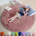 Blush Pink Fluffy Round Rug 4Ft for Bedroom, Fuzzy Furry Circle Area Rugs for Kids Room Decor Aesthetic, Shaggy Circular Carpet for Girls Nursery Dorm Baby Teen, Cute Neutral Dusty Rose Mauve Rug