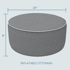 LVTXIII Outdoor/Indoor Inflatable Ottoman, 21"x21"x9" Patio Footrest Stool, Portable Round Pouf Ottoman for Patio Garden, Camping or Home Decoration, Grey Textured