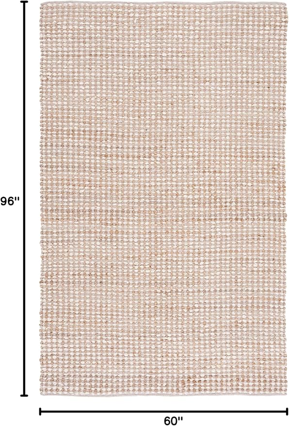 SAFAVIEH Natura Collection Area Rug - 5' x 8', Beige & Ivory, Handmade Flat Weave Wool & Jute, Ideal for High Traffic Areas in Living Room, Bedroom (NAT349B)