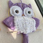 Macrame Owl Wall Hanging Boho Hippy Decor, Handmade Tapestry Fiber Art Wall Decor for Nursery Bedroom Living Room, Sustainable Gift for Owl Lovers & Nature Fans