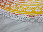 Round Beach Tapestry Turquoise Mandala Throw/Boho Hippie Beach Blanket Roundie/Indian Cotton Bohemian Large Round Table Cloth-Home Decor/Yoga Mat Meditation Picnic Rug (42", Yellow-Orange)