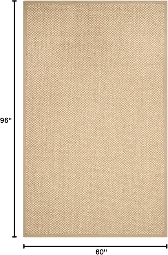 SAFAVIEH Area Rug 5x8 - Natural Fiber Collection - Maize & Linen Color, Sisal, Woven Design with Border (NF141B)