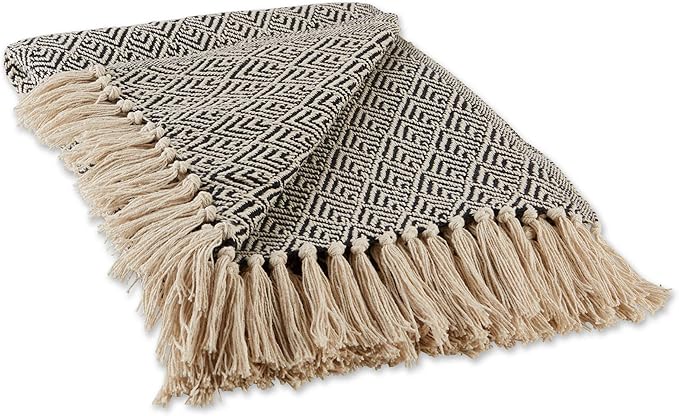 DII Diamond Throw Collection Cotton Woven, 50x60, Black