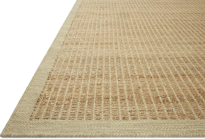 Loloi Amber Lewis Lilah Collection LIH-01 Natural/Antique Ivory 3'-6" x 5'-6" Accent Rug Jute, Wool, Cotton, Neutral, Living, Bedroom, Dining, Rug