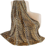 MACEVIA Flannel Fleece Twin Blanket for Couch, Leopard Print Blankets for Adult, Lightweight Cozy Soft Cheetah Blanket for Bed Sofa 260GSM, Suitable for All Seasons (Brown Leopard,60x80inches)