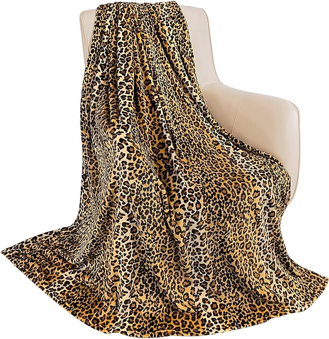 MACEVIA Flannel Fleece Twin Blanket for Couch, Leopard Print Blankets for Adult, Lightweight Cozy Soft Cheetah Blanket for Bed Sofa 260GSM, Suitable for All Seasons (Brown Leopard,60x80inches)