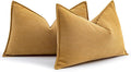 MIULEE Pack of 2 Mustard Yellow Decorative Lumbar Pillow Covers 12x20 Inch Soft Chenille Luxurious Couch Throw Pillows Farmhouse Cushion Covers Elegant Design for Sofa Bed Living Room Spring Decor