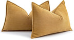 MIULEE Pack of 2 Mustard Yellow Decorative Lumbar Pillow Covers 12x20 Inch Soft Chenille Luxurious Couch Throw Pillows Farmhouse Cushion Covers Elegant Design for Sofa Bed Living Room Spring Decor