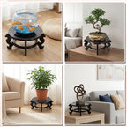10 Inch Wooden Plant Stand Indoor Chinese Fishbowl Planter Display Stand Wooden Planter Stands Asian Vase Pot Stands for Indoor Vase Flower Pot Fishbowl Oriental Style (10 Inch)