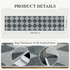 Beeiva Checkered Kitchen Runner Rug 2.5x10, Ultra Thin Washable Runners for Hallways Non Slip, Moroccan Trellis Print Non Shedding Kitchen Runner Rugs, Stain Resistant Blue/Grey Hallway Home Decor