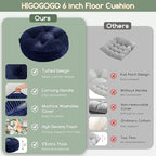 HIGOGOGO 6" Extra Thick Floor Pillow Cushion for Adults, Meditation Cushion Pillow, Large Round Floor Sitting, Tufted Corduroy Cover, for Tatami Living Room or Yoga, 22x22 Inch, Navy