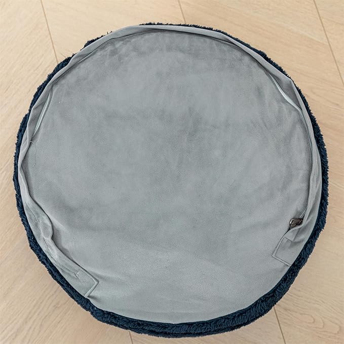 Asuprui Round Pouf Ottoman Stuffed Pouf Foot Stool Floor Chair for Living Room Bedroom Filled Boho Poof Foot Rest for Couch 20 Diameter x 12 Height Navy Blue Pouf with Filler