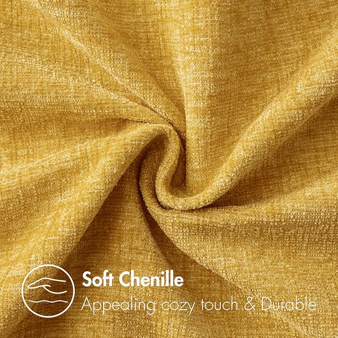 MIULEE Pack of 2 Mustard Yellow Throw Pillow Covers 16x16 Inch Soft Spring Chenille Pillow Covers for Sofa Living Room Couch Solid Dyed Cases