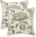 Sage Green Pillow Covers 20x20 Set of 2 Boho Floral Hydrangea Herbs Botanical Throw Pillow Cover Outdoor Decoration Pillow Cases Vintage Flower Linen Cushion Case Decorative for Couch Sofa