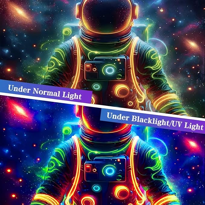 Apdidl Blacklight Posters Tapestry Space Astronaut Tapestries for Bedroom, Black Light Posters Cool Space Galaxy Wall Hanging, UV Reactive Art Aesthetic Decor Tapestry for Living Room Dorm (51"X60")