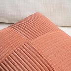 Fancy Homi 2 Packs Coral Decorative Throw Pillow Covers 18x18 Inch for Living Room Couch Bed, Rustic Farmhouse Boho Home Decor, Soft Corss Corduroy Patchwork Textured Peach Cushion Case 45x45 cm