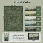 Dark Green 3x4 Rugs for Entryway Indoor, Distressed Medallion Door Mat Indoor Entrance, Washable Non Slip Low Pile Thin Small Carpet Rug for Kitchen/Bedroom/Bathroom/Laundry Room