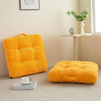 HIGOGOGO Floor Pillow Cushion for Adults, Meditation Cushion Pillow, Large Square Floor Sitting, Tufted Corduroy Cover, for Tatami Living Room or Yoga, 22x22 Inch, 2Pack, Orange