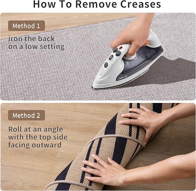 Tangsoo Modern Easy Jute Rug 2x4 Rug for Entryway,Washable Thin Stripe Outdoor Door Mat,Non-Slip Indoor Floor Carpet Farmhouse Small Throw Mat for Kitchen Hallway Bedroom Front Porch Entrance