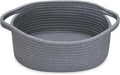 ABenkle Small Woven Storage Basket with Handles - 12"x8"x5", Decorative Rope Bin for Home Organization, Cat & Dog Toys, Shelf Storage, Gift Basket - Deep Grey