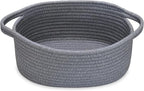 ABenkle Small Woven Storage Basket with Handles - 12"x8"x5", Decorative Rope Bin for Home Organization, Cat & Dog Toys, Shelf Storage, Gift Basket - Deep Grey