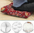 Mandala Meditation Cushion, Boho Meditation Mat, Meditation Pillows for Sitting on Floor, Cushions for Sitting in Home and Outdoor, Square Floor Pillow Cushion Seating for Yoga Accessories 22'' X 22''