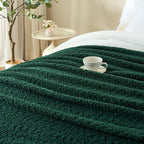 Throw Blanket for Couch, Dark Green Luxury Knitted Throws 60"x80", Textured Blankets with Handmade Fringe Tassels for Bed Sofa Decorative, Chunky Soft Farmhouse Boho Home Decor