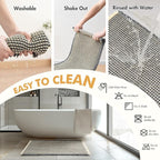 MIULEE Set of 2 Waffle Bathroom Rugs, Boho Bath Rugs Non Slip Washable, Super Absorbent Bath Mats, Ultra Soft Rubber Backed Shower Mats for Bathroom Floor, Tub, Dark Grey & Yellow, 17"x24"+18"x30"