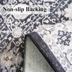4x10 Washable Hallway Runner Rug: Oriental 10ft Extra Wide Ultra Soft Runners for Living Room Bedroom Stain Resistant Low Pile Carpet for Entryway Ktichen Thin Non Slip Bathroom Floor Mat(Black,4x10)