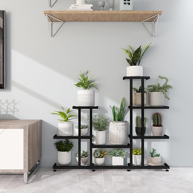 Corner Plant Stand Indoor 5 Tier 16 Potted Metal Plant Stands Outdoor Flower Shelf Heavy Duty Pot Holders for Patio Balcony Garden Living Room Home Decor (5-Tier 16 Potted)