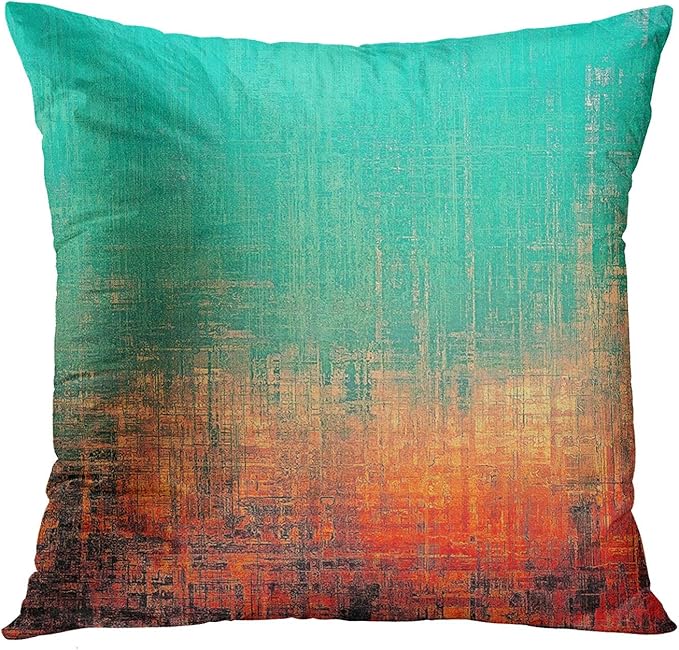 Emvency Set of 4 Throw Pillow Covers Vintage Abstract Teal Green and Orange Messy Rust Painting Decorative Pillow Cases Home Decor Standard Square 18x18 Inches Pillowcases