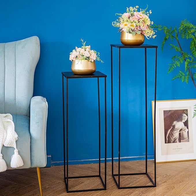 Black Plant Stand Indoor: 39.4” Tall Pedestal Stand for Wedding Centerpieces Party Event Center Pieces Decoration for Table Home Decor 2 PCS