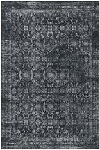 10x14 Area Rugs for Living Room Bedroom, Large Washable Rug, Black Vintage Floral Boho Rug, Non Slip & Low Pile Faux Wool Thin Carpet for Indoor Dining Room and Kids Room(Black 10x14ft)