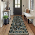GarveeHome Kitchen Runner Rug 2x6 Runner Rug Non Slip Washable Runners for Hallways, Boho Vintage Rugs with Rubber Backing Soft Low-Pile Indoor Carpet for Entryway Bedroom Blue Black