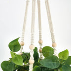Mkono Fake Hanging Plant with Pot, Artificial Plants for Home Decor Indoor Macrame Plant Hanger with Fake Vines Greenery for Bedroom Bathroom Kitchen Office Decor, Ivory (Pothos)