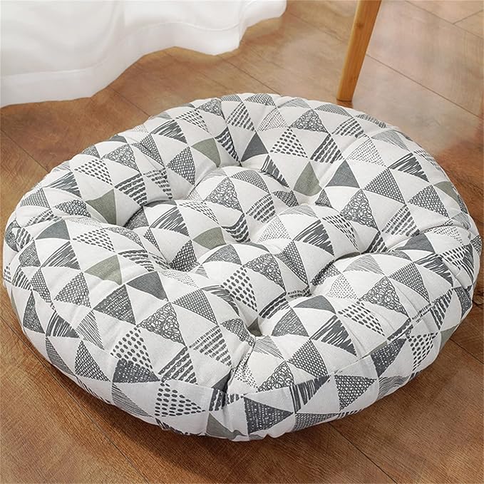 Large Round Floor Cushion, Comfortable Cotton and Linen Boho Meditation Pillow Tatami Seating Cushion for Room Reading Book Nursery Room Balcony,N,60 * 60cm