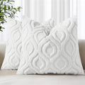 decorUhome Cozy Textured Euro Sham Throw Pillow Covers 26x26 Inch Set of 2, Soft Plush Faux Wool White Accent Couch Pillow Covers for Modern Farmhouse Sofa Bed Living Room